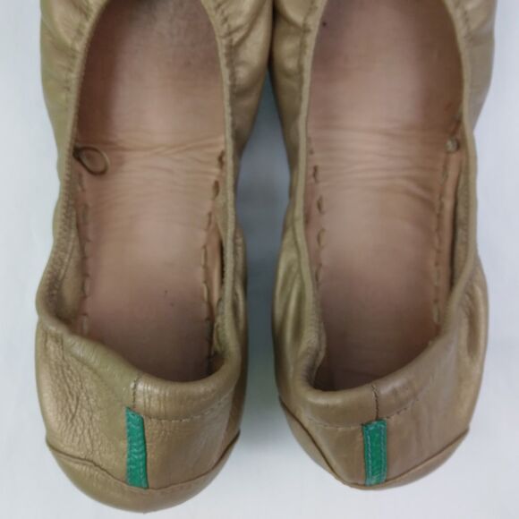 Tieks By Gavrieli Metallic Gold Ballet Flats Leather Teal Accents Women's Size 9 - Picture 5 of 12